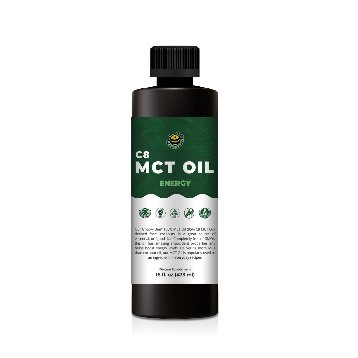 100% MCT Oil (95% C8 MCT Oil) - Energy 16 fl oz (473 ml) (3-Pack)