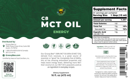 100% MCT Oil (95% C8 MCT Oil) - Energy 16 fl oz (473 ml) (6-Pack)