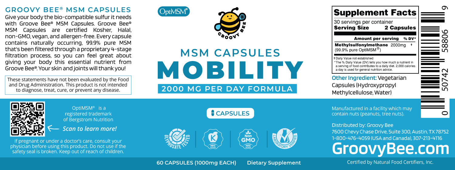 OptiMSM Capsules for Joint Health 1000mg (60 Caps) (6-Pack)