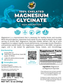 Magnesium Glycinate High Absorption Powder 12 oz (340 g) (6-Pack)