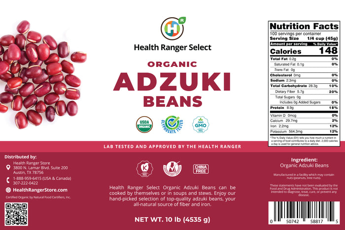 Mega Bucket Organic Adzuki Beans 10LB (4535g)