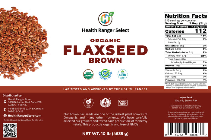 Mega Bucket Organic Flax Seed Brown (10LB, 4535g)