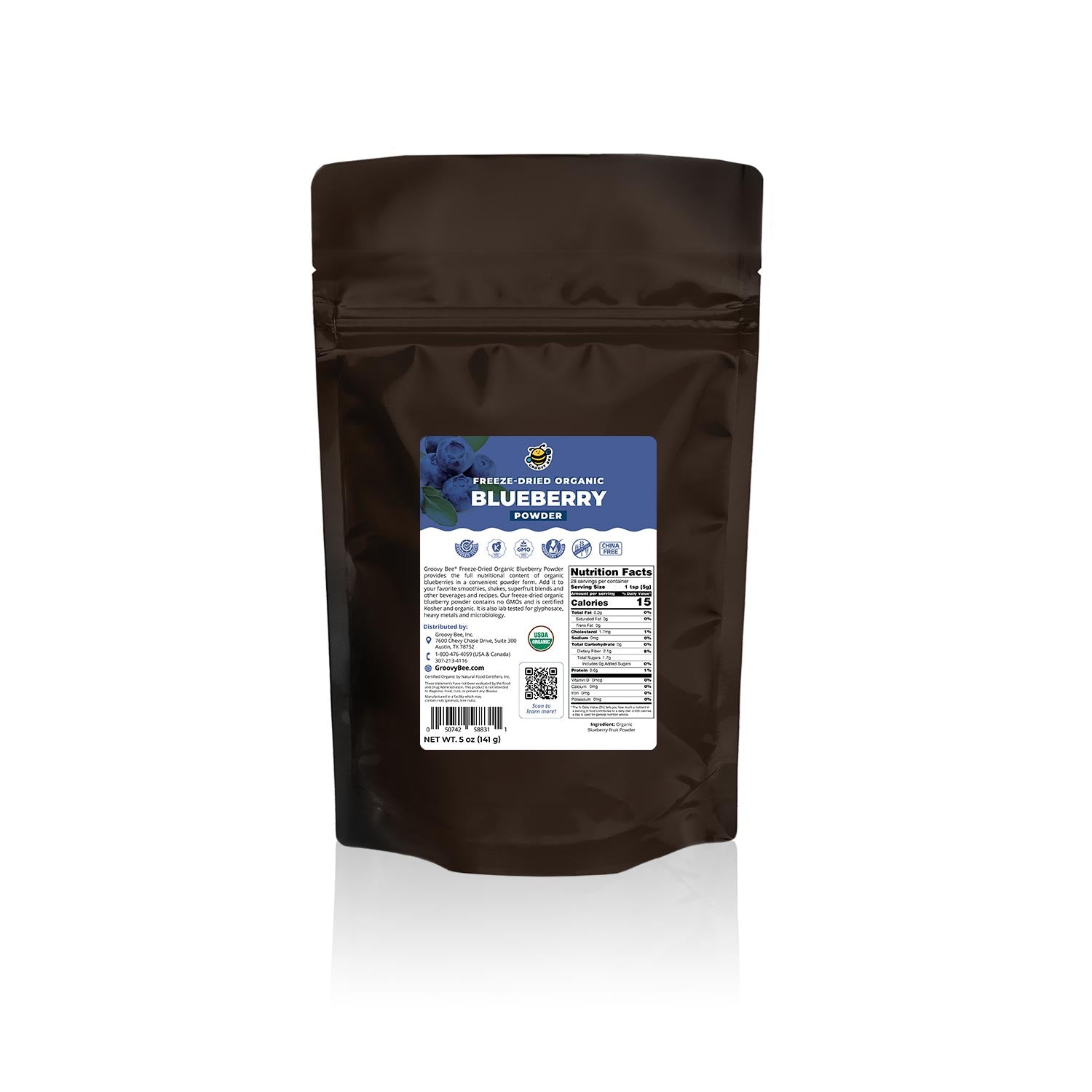 Freeze-Dried Organic Blueberry Powder 5oz (141g) (6-Pack)