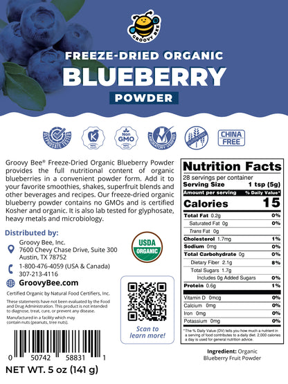 Freeze-Dried Organic Blueberry Powder 5oz (141g)