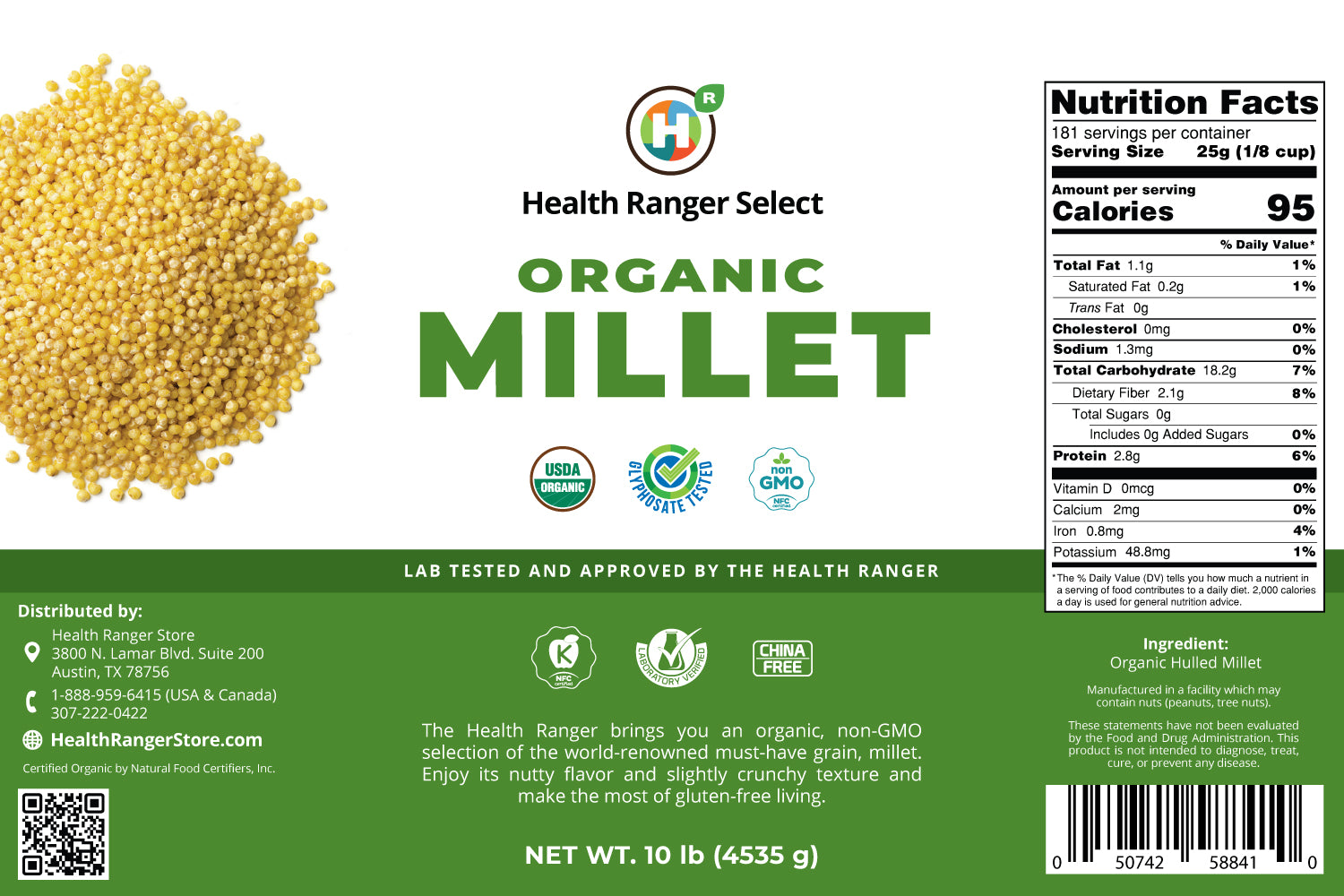 Mega Bucket Organic Millet (10LB, 4535g)