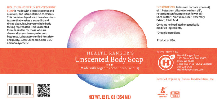 Health Ranger's Unscented Body Soap 12oz