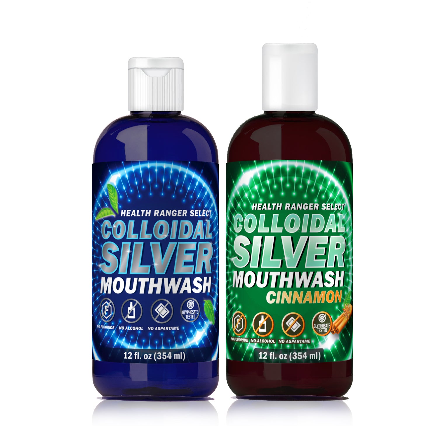 Colloidal Silver Mouthwash (Cinnamon Flavor and Peppermint Flavor) Combo Pack