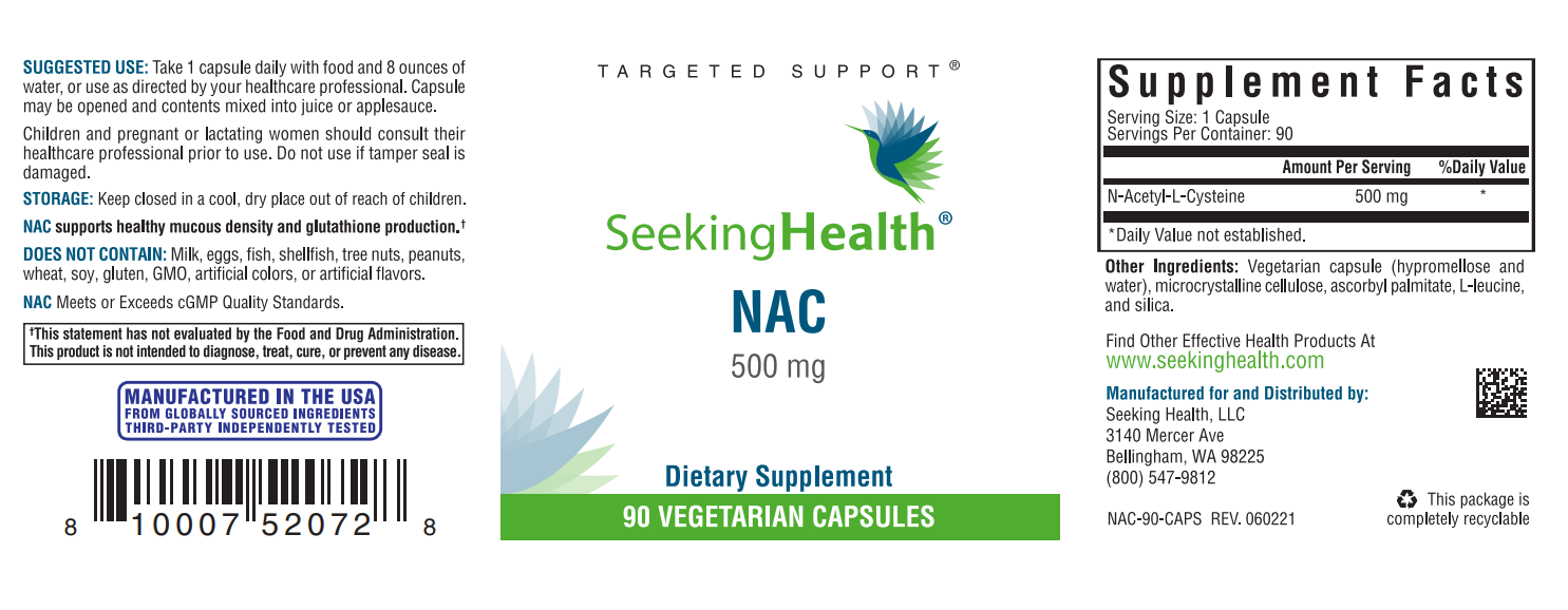 NAC (N-Acetyl-L-Cysteine) - 500 mg 90 Capsules