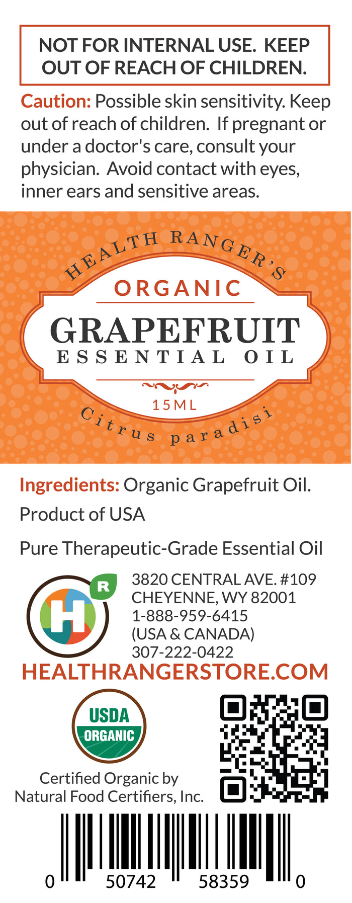 Organic Grapefruit Essential Oil 0.5oz (15ml)
