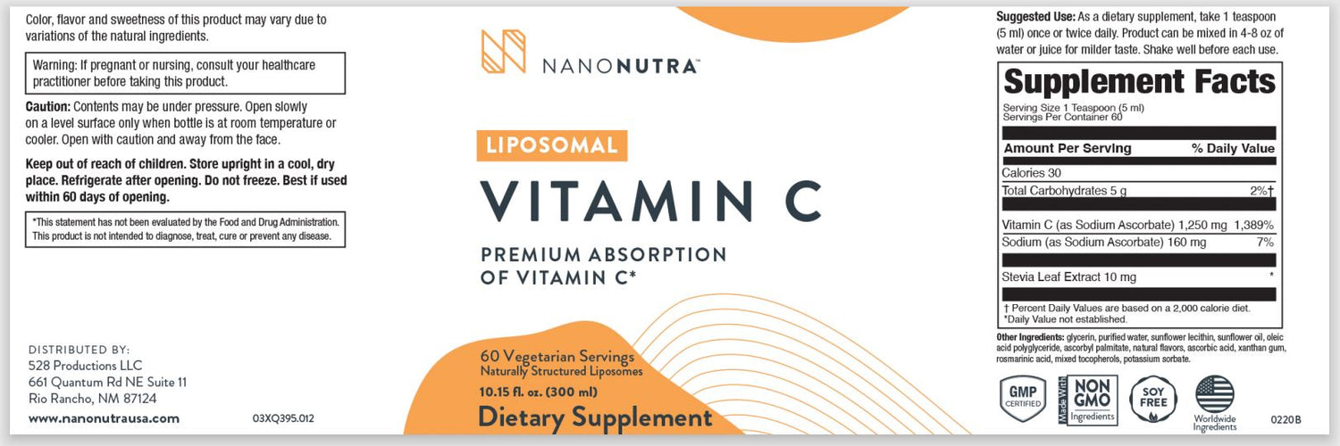 NanoNutra Liposomal Vitamin C 10.15oz (300ml)