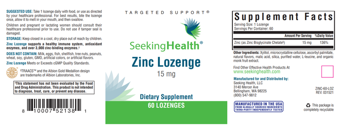 Zinc Lozenge - 60 Lozenges